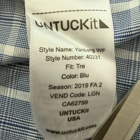 UNTUCKit Blue & White Plaid Wrinkle-Free Button-Down Shirt – Size XL Tall - Picture 8 of 16